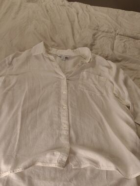 Old Navy Cream Button-Up Boyfriend Shirt